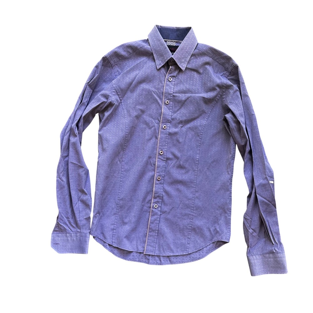 Eight X Premium Slim Fit Purple‎ Geometric Button Down Shirt Mens  Buckle